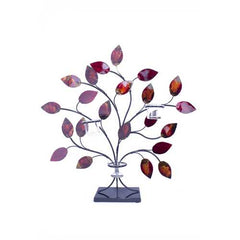 Copper Red And Gold Metal Foil And Lacquer Leaves Votive Holder