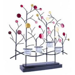 22.5" X 5" X 25.5" Copper Red And Gold Metal Foiled And Lacquered Votive Holder