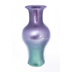 13" X 13" X 18" Purple And Aqua Ceramic Lacquered Ceramic Vase