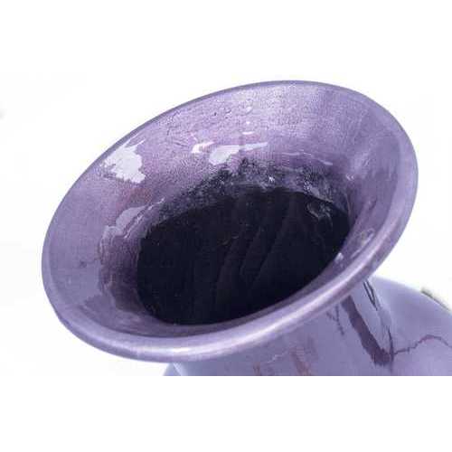 13" X 13" X 18" Purple And Aqua Ceramic Lacquered Ceramic Vase