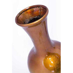 11" X 11" X 25" Orange And White Ceramic Lacquered Ceramic Vase