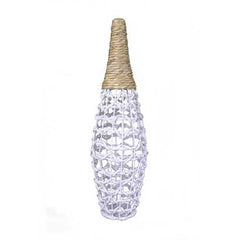 12" X 12" X 38" White And Natural Water Hyacinth Water Hyacinth Woven Floor Vase