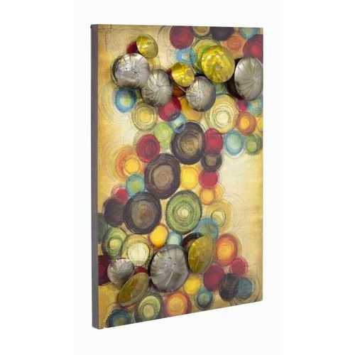 26" X 4" X 18" Metallic Multi Color Metal Small Vertical Wall Panel With D Metal Circles