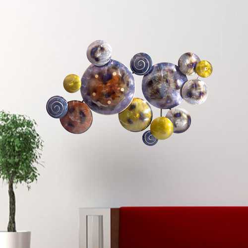 41" X 6" X 26" Metallic Multi Color Metal Floating Circles Wall Dcor