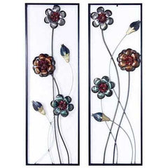 39" X 6" X 15" Metallic Multi-Color Metal Garden S And Blooms Vertical Wall Panel Set