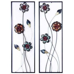 39" X 6" X 15" Metallic Multi-Color Metal Garden S And Blooms Vertical Wall Panel Set
