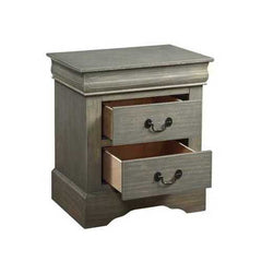 15.67" X 21.65" X 23.54" Antique Gray Wooden Nightstand