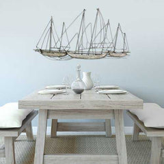 Antique Silver Grand Metal Sailboat Wall Decor