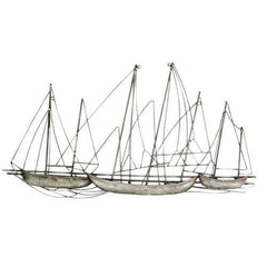 Antique Silver Grand Metal Sailboat Wall Decor