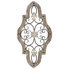 French Country White-Wash Metal Scroll Wall Decor