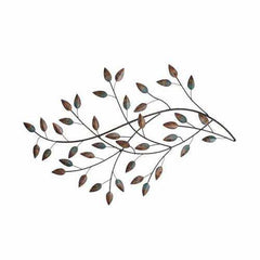 Gold and Teal Blowing Leaves Metal Wall Decor