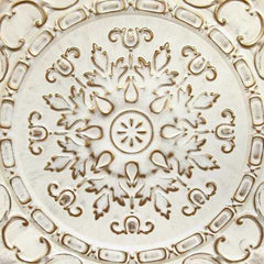 Distressed White European Medallion Metal Wall Decor