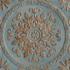 Distressed Blue European Medallion Metal Wall Decor