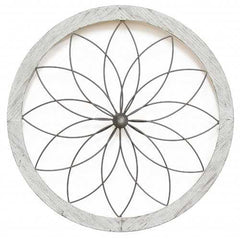 Distressed Chic Flower Metal and Wood Wall Decor
