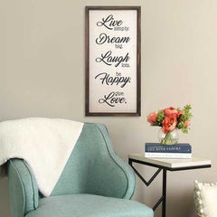 "Live  Dream  Laugh  Happy  Love" Wooden and Metal Wall Decor