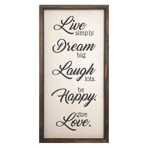 "Live  Dream  Laugh  Happy  Love" Wooden and Metal Wall Decor