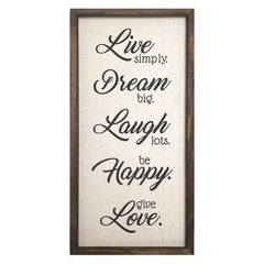 "Live  Dream  Laugh  Happy  Love" Wooden and Metal Wall Decor