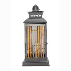 Burnished Bronze Metal and Bamboo Lantern