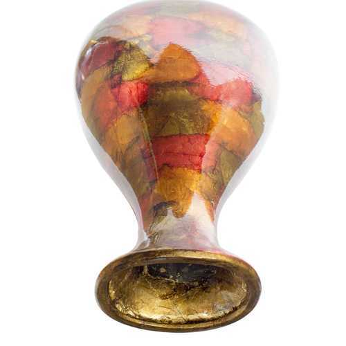 9" X 6.25" X 18.5" Copper Red and Gold Ceramic Floor Vase