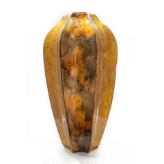 8.5" X 8.5" X 16" Gold Copper Brown Ceramic Table Vase