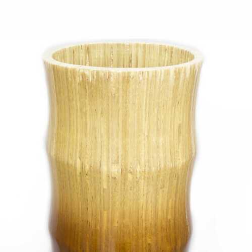 7" X 7" X 24" Turquoise  Copper and Bronze Bamboo Bamboo Chute Vase