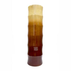 7" X 7" X 24" Turquoise  Copper and Bronze Bamboo Bamboo Chute Vase