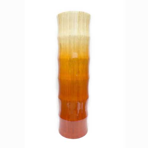 7" X 7" X 24" Copper  Red and Gold Bamboo Bamboo Chute Vase