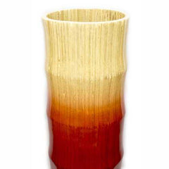 7" X 7" X 24" Turquoise  Copper and Bronze Bamboo Bamboo Chute Vase