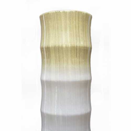 7" X 7" X 24" Gray Bamboo Bamboo Chute Vase
