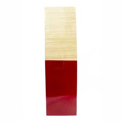 6.75" X 6.75" X 24" Natural Wood Bamboo Vase with Tones