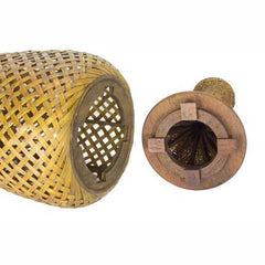 12" X 12" X 41" Brown Bamboo  Metal Bamboo Vase
