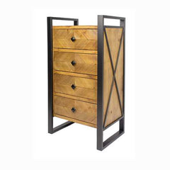 19.75" X 14.75" X 36.75" Gray Metal Wood MDF Metal Accent Cabinet with Drawers