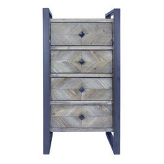 19.75" X 14.75" X 36.75" Brown Metal Wood MDF Metal Accent Cabinet with Drawers