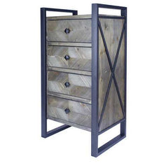 19.75" X 14.75" X 36.75" Brown Metal Wood MDF Metal Accent Cabinet with Drawers