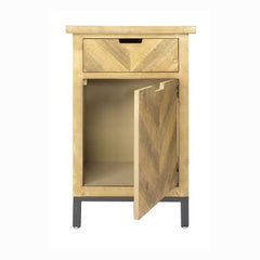 20" X 15" X 31.5" Natural Wood in Iron MDF Cabinet with a Drawer and a Door