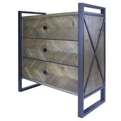 Natural White Metal Wood MDF Accent Cabinet with  Drawers
