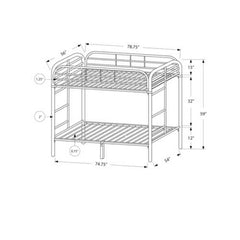 Full Full Size Silver Metal Bunk Bed