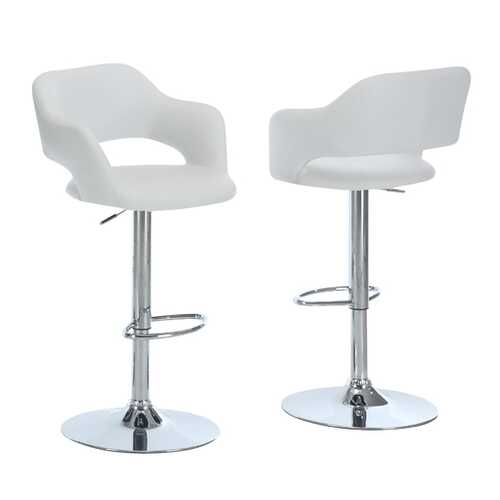 21" x 22.5" x 36" White Foam Metal Leather Look  Barstool