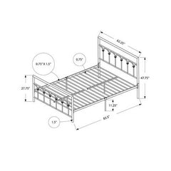 83.25" x 62.25" x 47.75" Black Metal Queen Size Bed