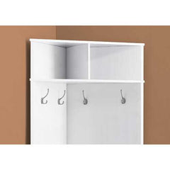 67" White Corner Unit Laminated Hall Tree