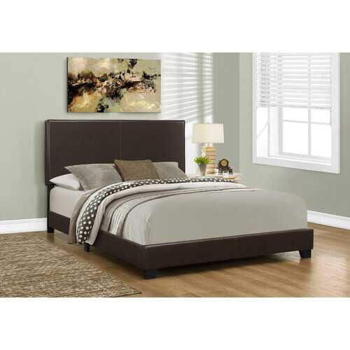 45.75" Solid Wood MDF and Foam Queen Size Bed with Leather Look