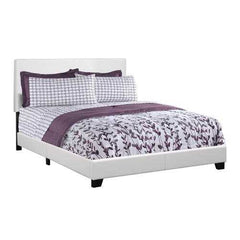 45.75" White Solid Wood MDF and Foam Queen Size Bed with Leather Look