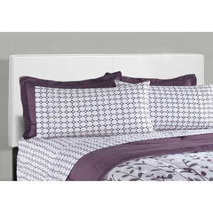 45.75" White Solid Wood MDF and Foam Queen Size Bed with Leather Look