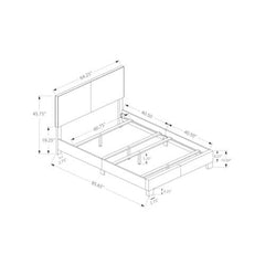 45.75" White Solid Wood MDF and Foam Queen Size Bed with Leather Look