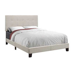 Full Size Beige Linen Bed