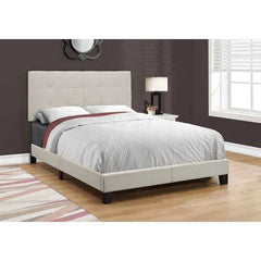 Full Size Beige Linen Bed