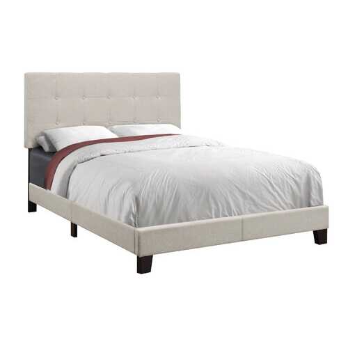 Full Size Beige Linen Bed