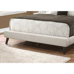 70.5" x 87.25" x 45.25" Beige Foam Solid Wood Linen  Queen Sized Bed With Wood Legs