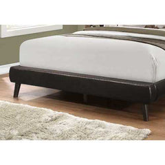 70.5" x 87.25" x 45.25" Brown Foam Solid Wood Leather Look  Queen Sized Bed With Wood Legs