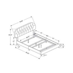 70.5" x 87.25" x 45.25" White Foam Solid Wood Leather Look  Queen Sized Bed With Chrome Legs
